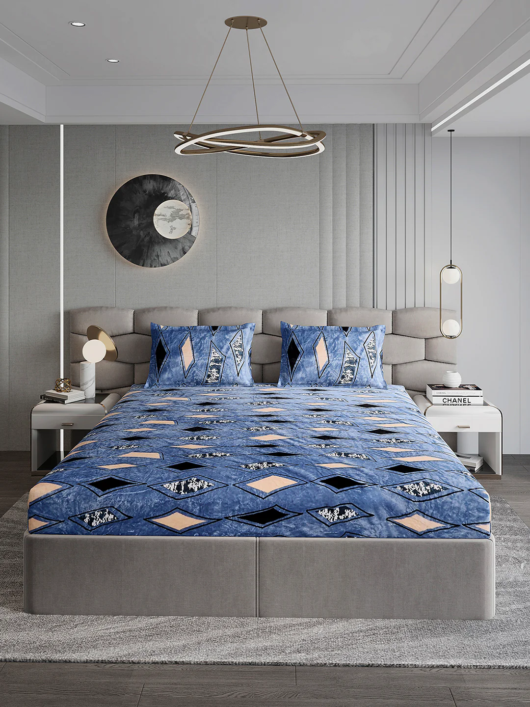 495 GSM Polyester King Bed 1 Bedsheet with 2 Pillow Cover (Gold Mine) - Image 2