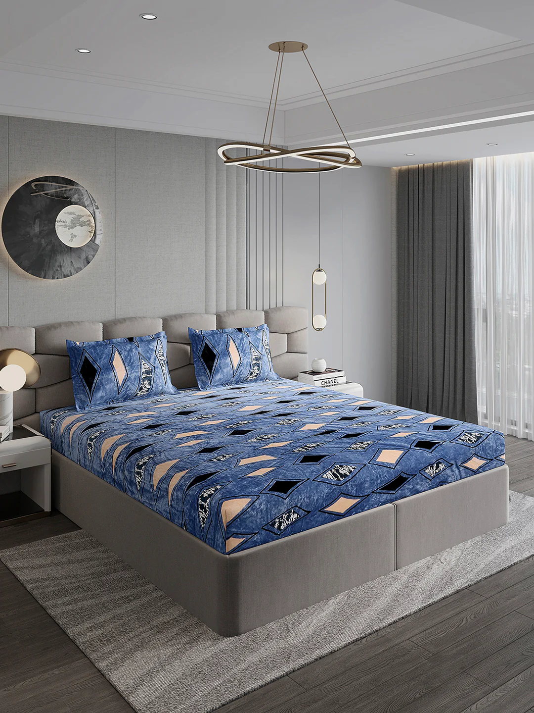 495 GSM Polyester King Bed 1 Bedsheet with 2 Pillow Cover (Gold Mine) - Image 4