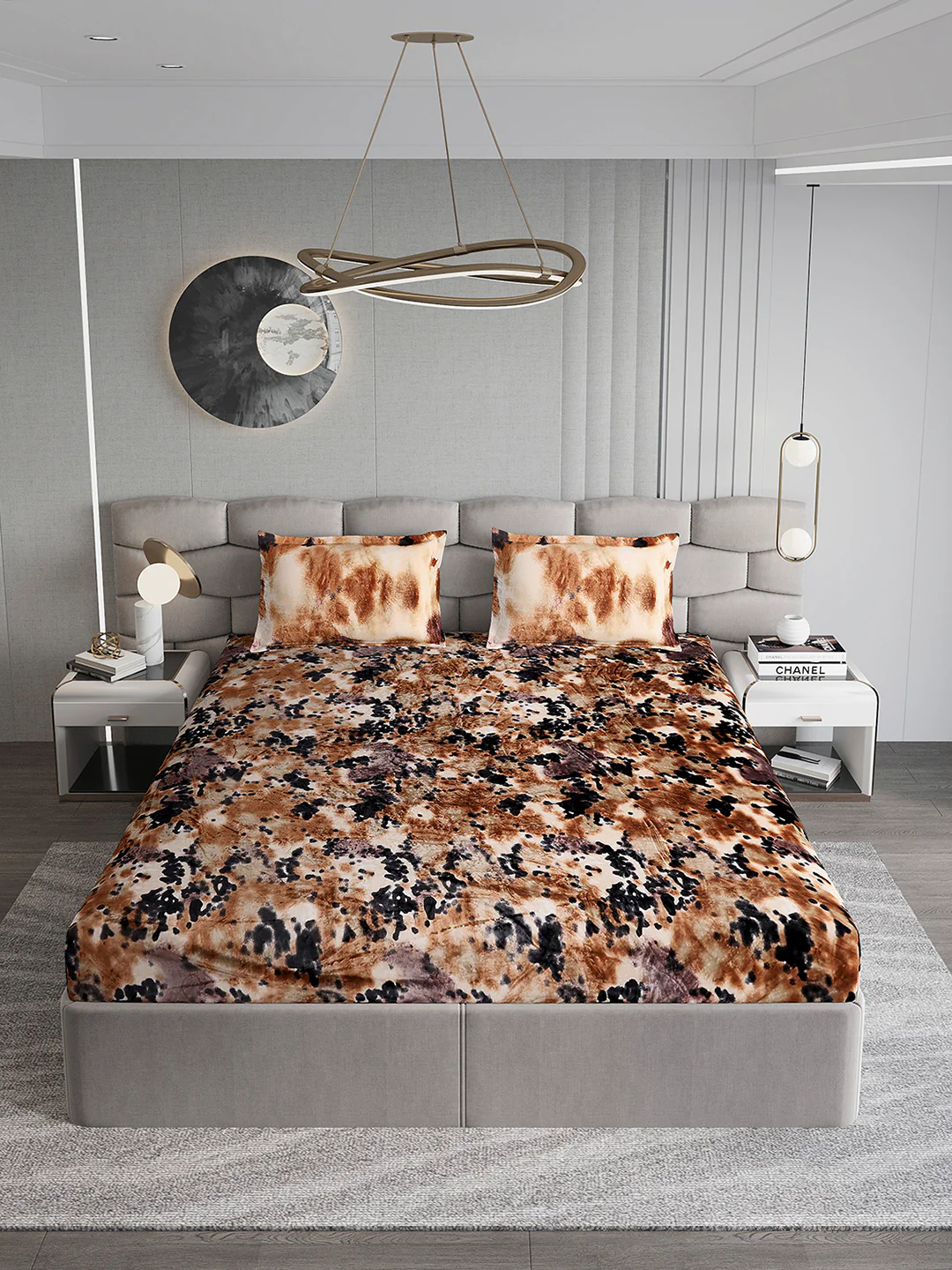 495 GSM Polyester King Bed 1 Bedsheet with 2 Pillow Cover (Gold Mine) - Image 3