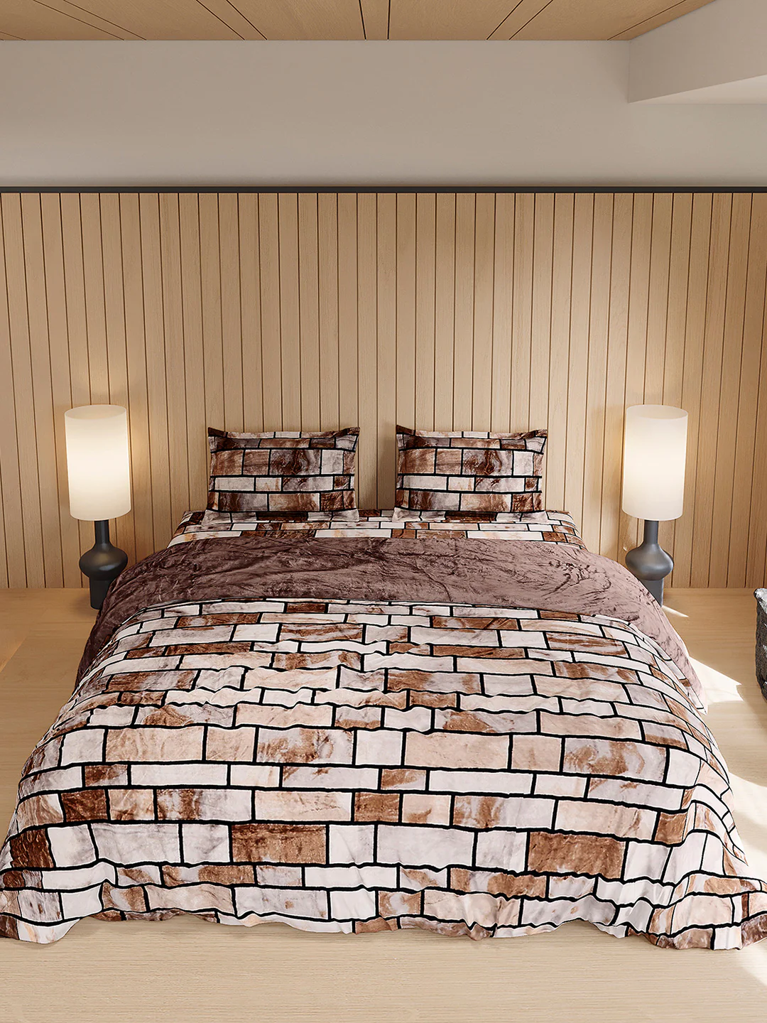 904 GSM 100% Polyester Double Bed 1 Bedsheet, 1 Duvet Cover & 2 Pillow Cover (Meteor 4 Pcs Set) - Image 3