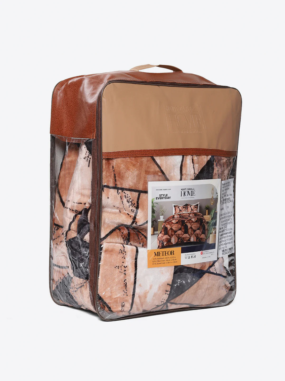 904 GSM 100% Polyester Double Bed 1 Bedsheet, 1 Duvet Cover & 2 Pillow Cover (Meteor 4 Pcs Set) - Image 11