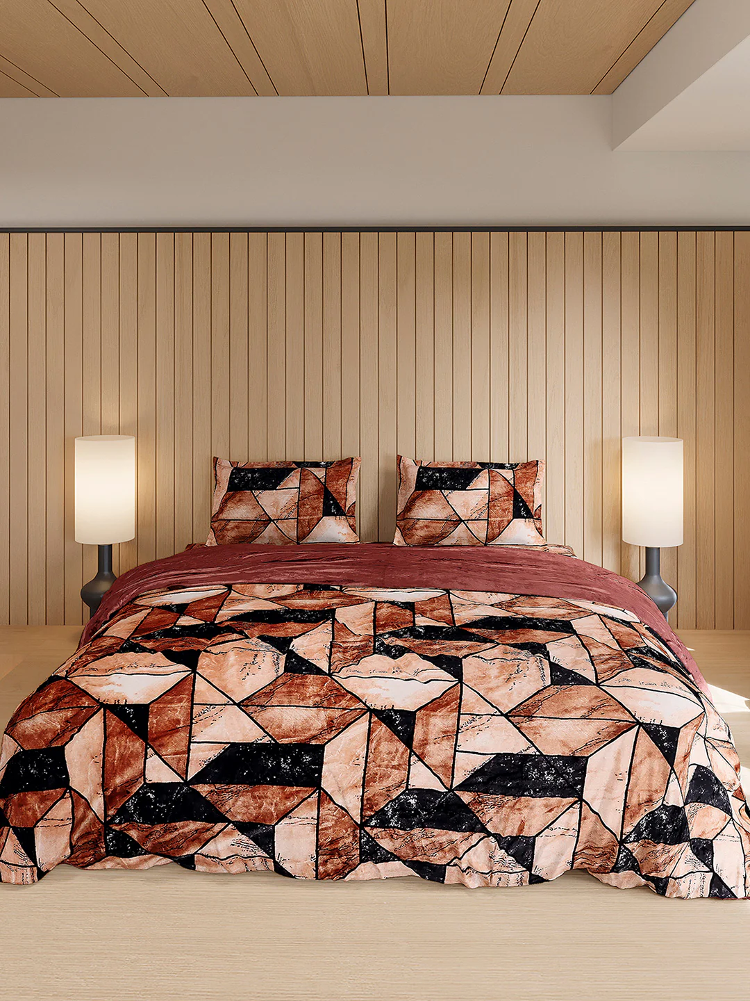 904 GSM 100% Polyester Double Bed 1 Bedsheet, 1 Duvet Cover & 2 Pillow Cover (Meteor 4 Pcs Set) - Image 2