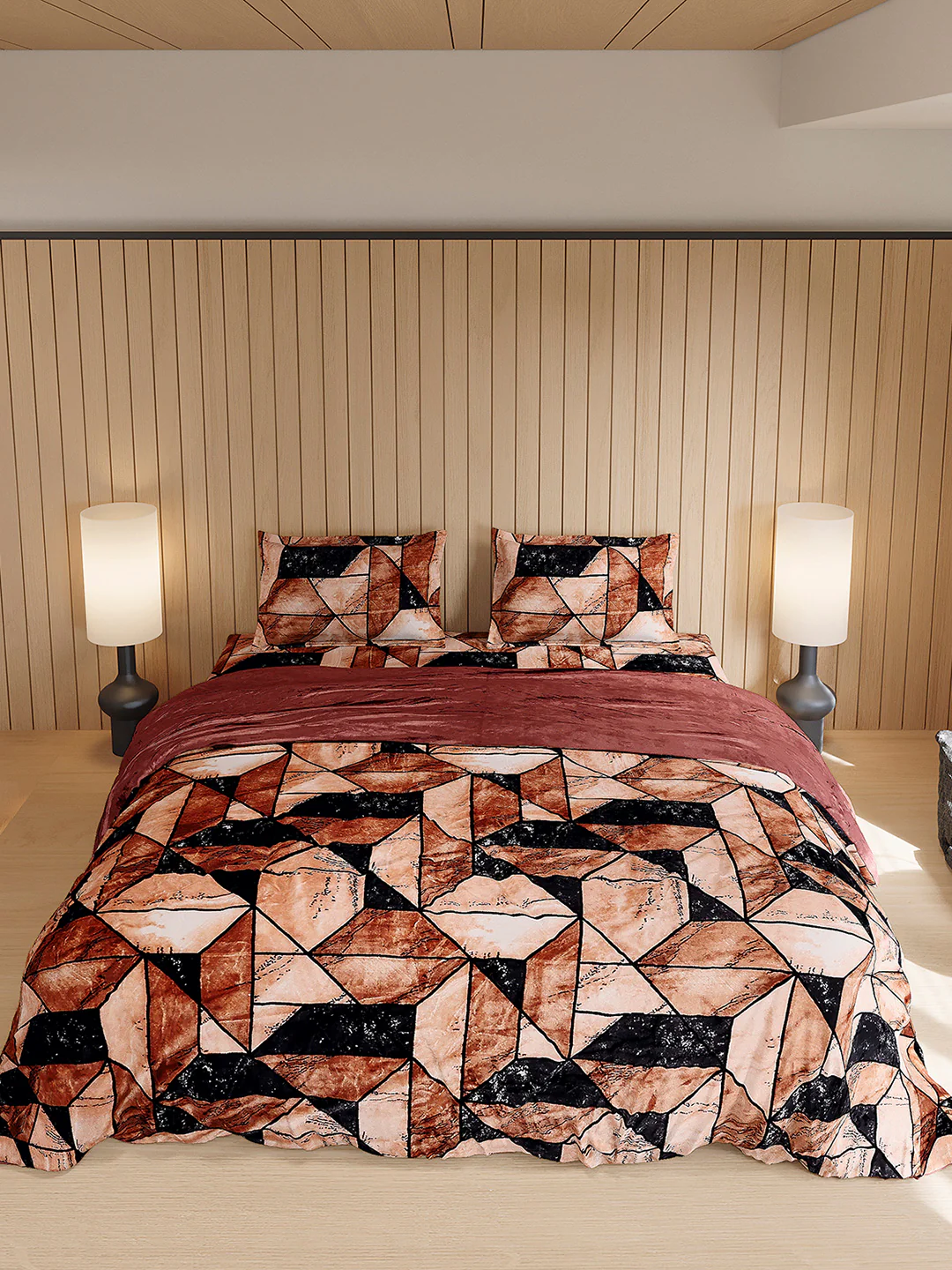 904 GSM 100% Polyester Double Bed 1 Bedsheet, 1 Duvet Cover & 2 Pillow Cover (Meteor 4 Pcs Set) - Image 3