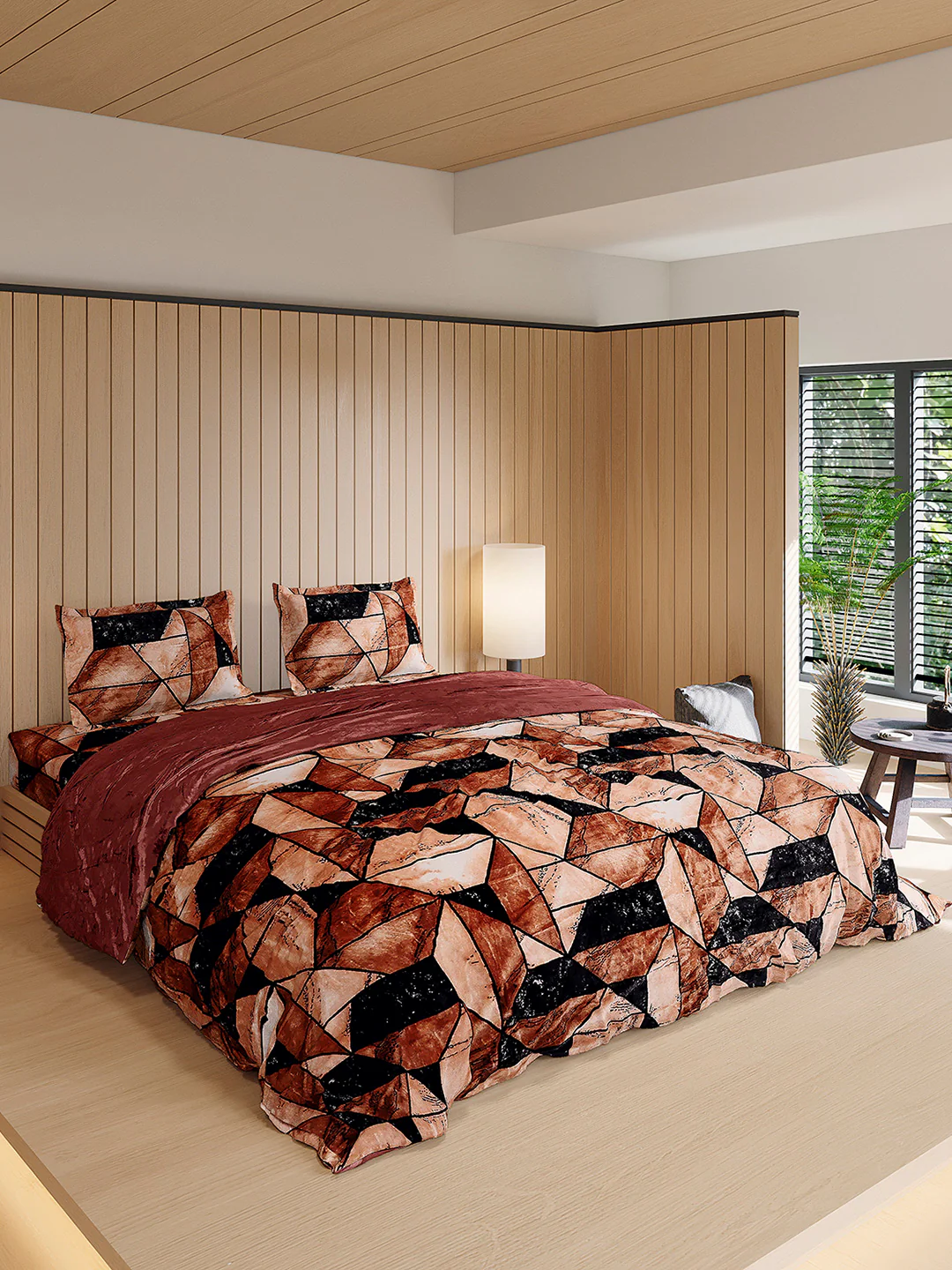 904 GSM 100% Polyester Double Bed 1 Bedsheet, 1 Duvet Cover & 2 Pillow Cover (Meteor 4 Pcs Set) - Image 4