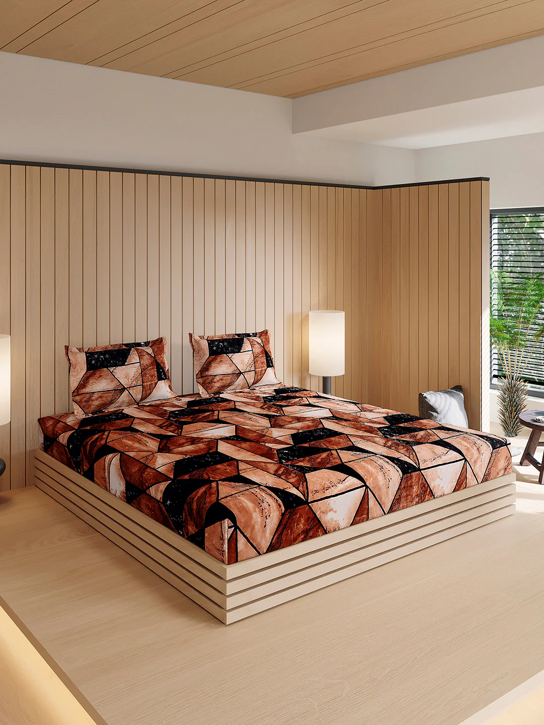 904 GSM 100% Polyester Double Bed 1 Bedsheet, 1 Duvet Cover & 2 Pillow Cover (Meteor 4 Pcs Set) - Image 7