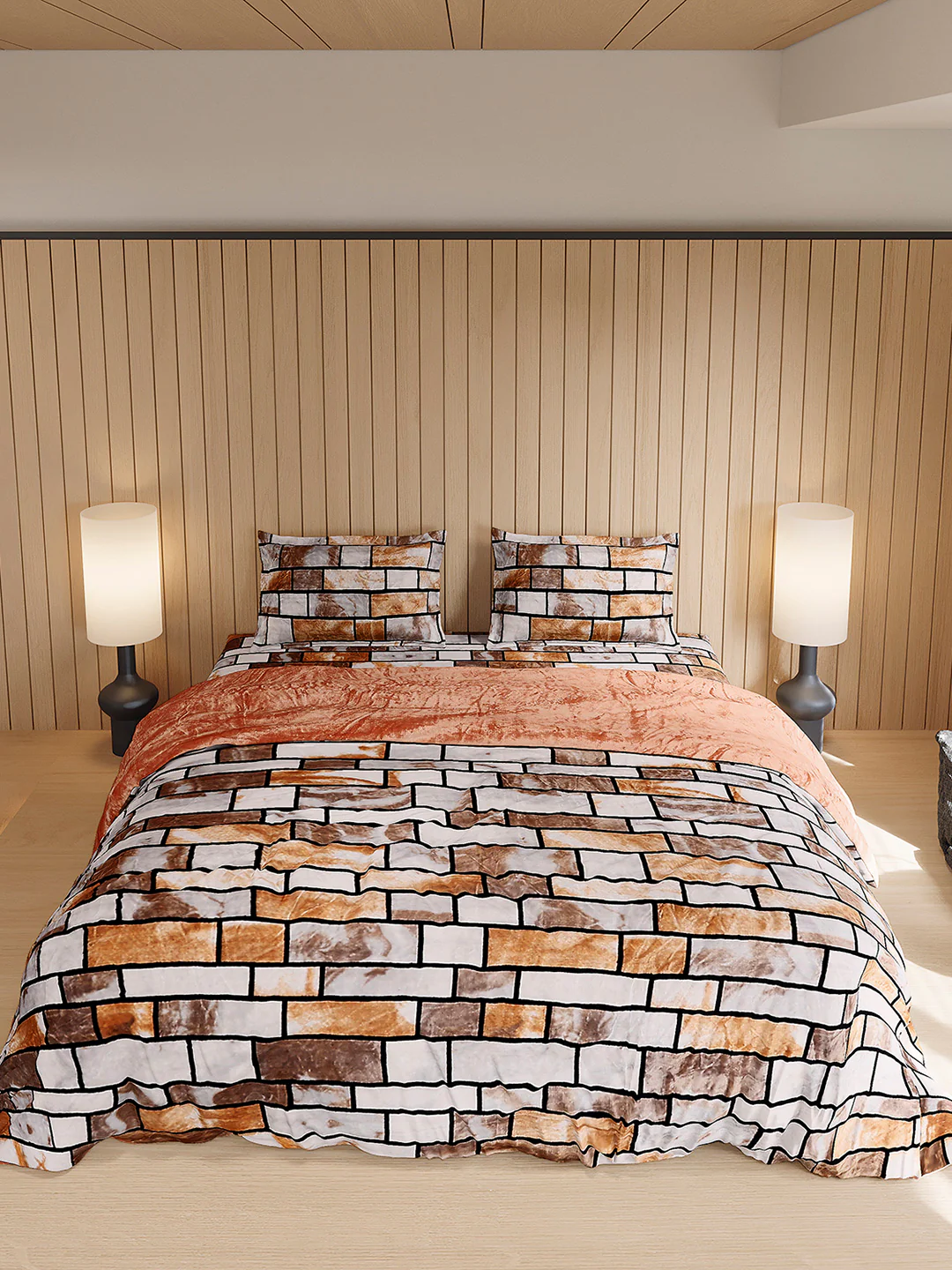 904 GSM 100% Polyester Double Bed 1 Bedsheet, 1 Duvet Cover & 2 Pillow Cover (Meteor 4 Pcs Set) - Image 3