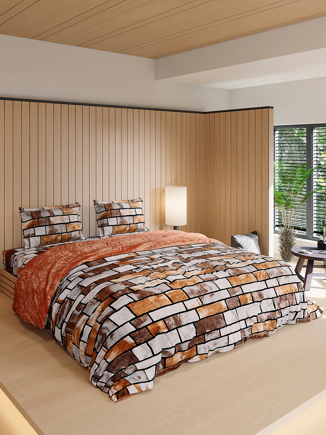 904 GSM 100% Polyester Double Bed 1 Bedsheet, 1 Duvet Cover & 2 Pillow Cover (Meteor 4 Pcs Set) - Image 4