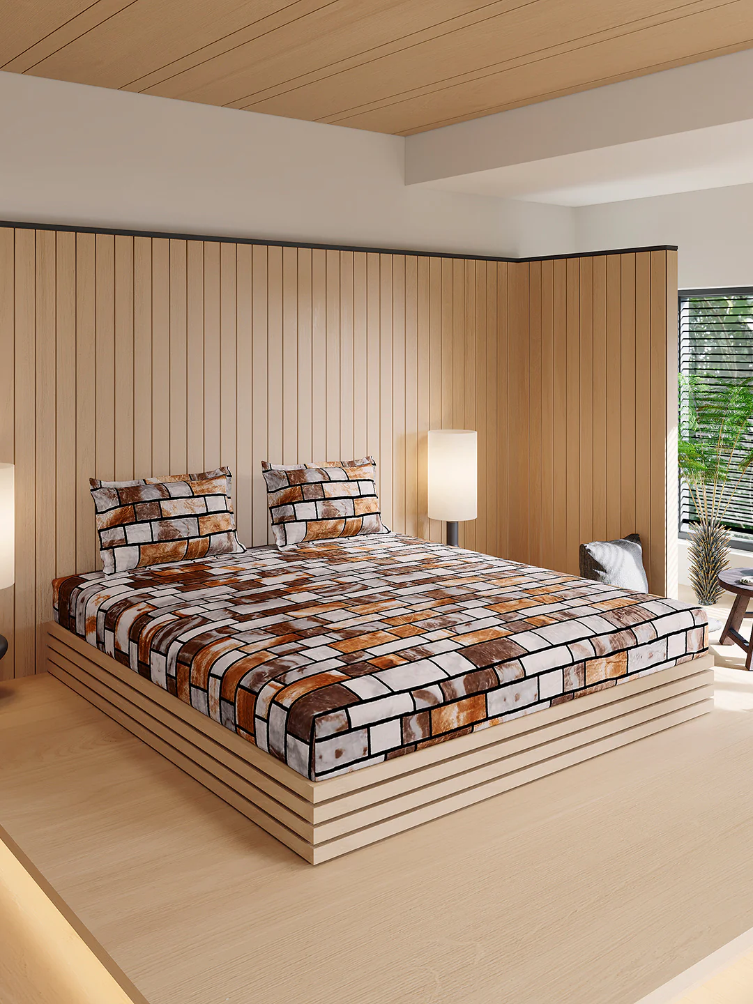 904 GSM 100% Polyester Double Bed 1 Bedsheet, 1 Duvet Cover & 2 Pillow Cover (Meteor 4 Pcs Set) - Image 7