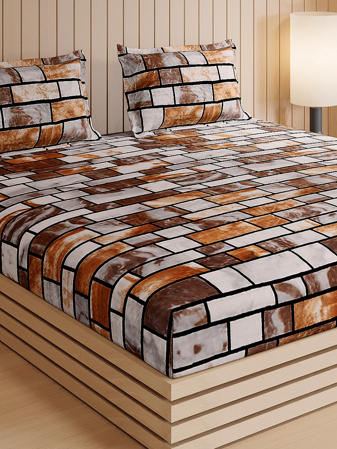 904 GSM 100% Polyester Double Bed 1 Bedsheet, 1 Duvet Cover & 2 Pillow Cover (Meteor 4 Pcs Set) - Image 8