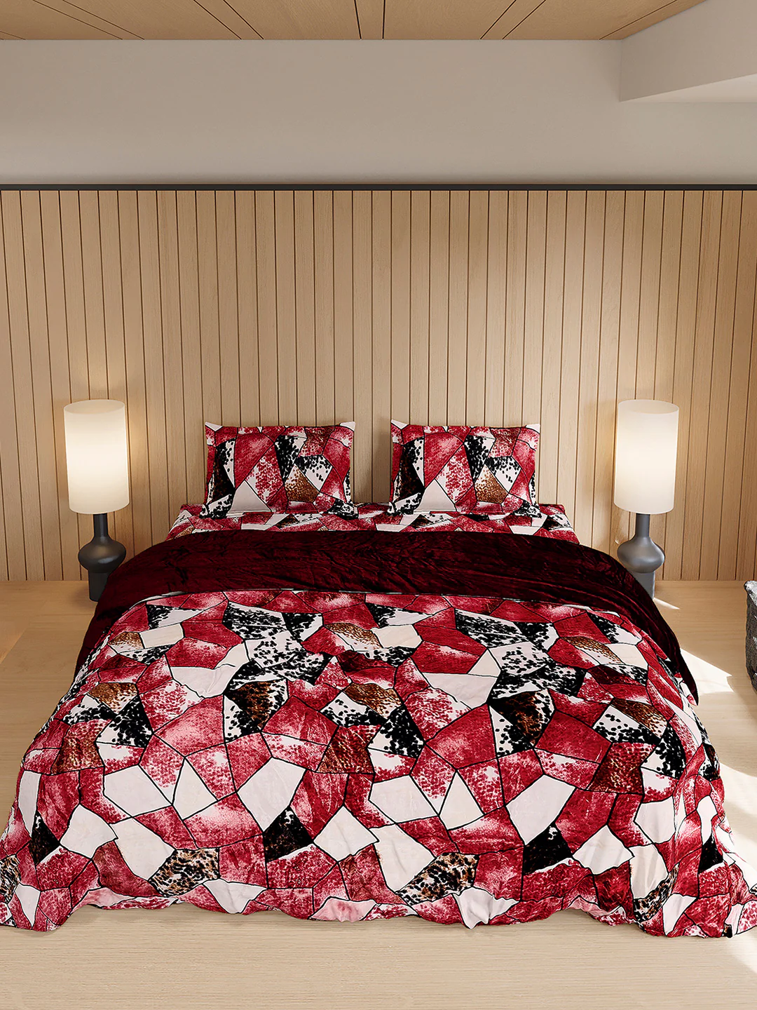 904 GSM 100% Polyester Double Bed 1 Bedsheet, 1 Duvet Cover & 2 Pillow Cover (Meteor 4 Pcs Set) - Image 3