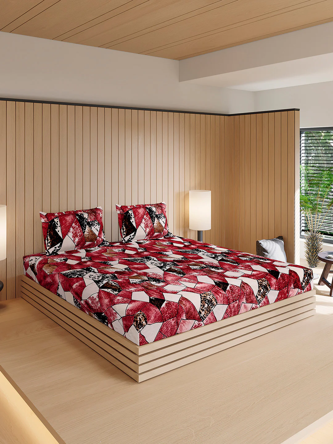 904 GSM 100% Polyester Double Bed 1 Bedsheet, 1 Duvet Cover & 2 Pillow Cover (Meteor 4 Pcs Set) - Image 7