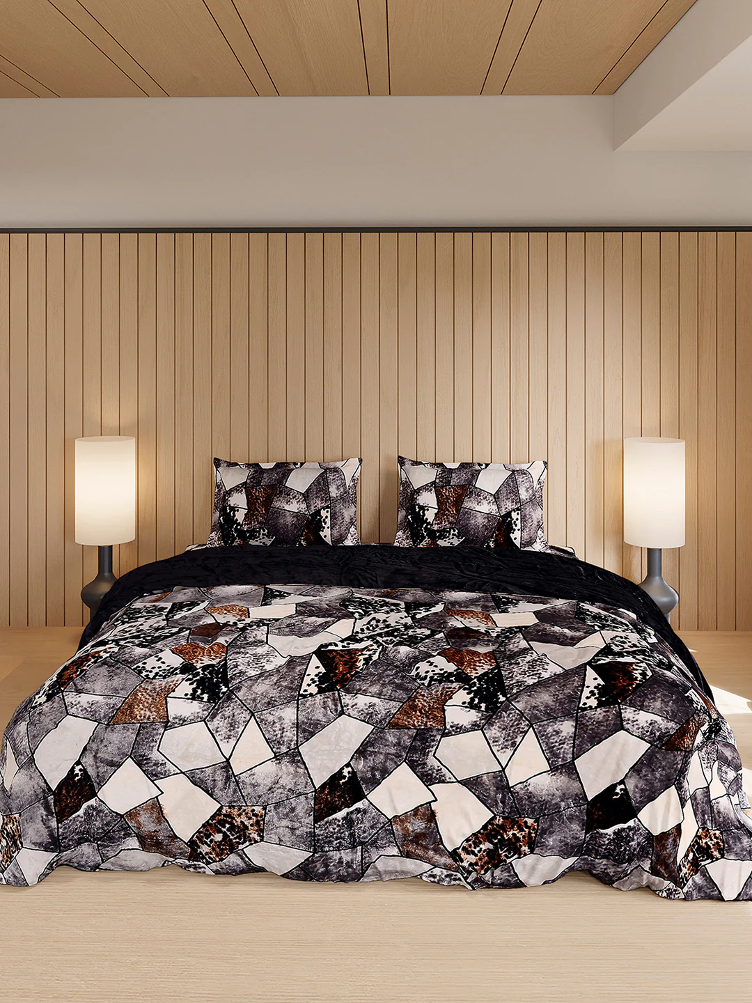 904 GSM 100% Polyester Double Bed 1 Bedsheet, 1 Duvet Cover & 2 Pillow Cover (Meteor 4 Pcs Set) - Image 2