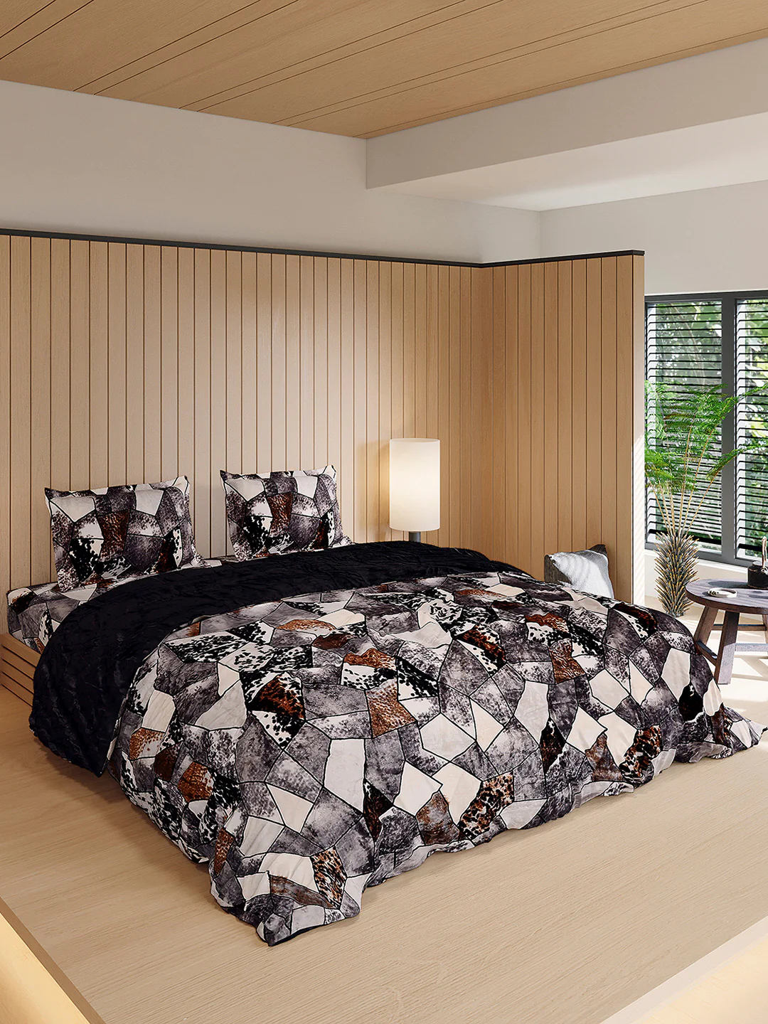 904 GSM 100% Polyester Double Bed 1 Bedsheet, 1 Duvet Cover & 2 Pillow Cover (Meteor 4 Pcs Set) - Image 4