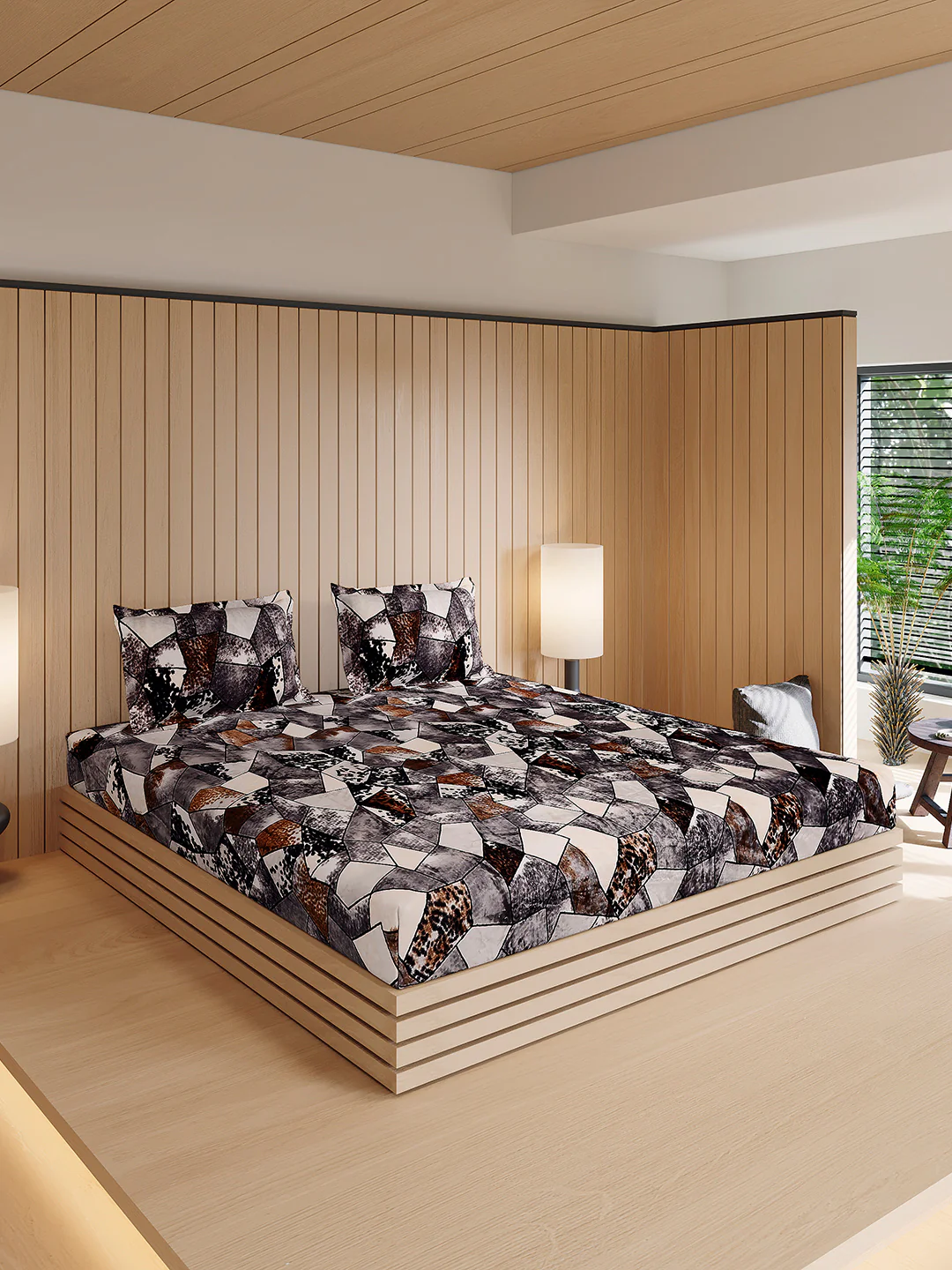 904 GSM 100% Polyester Double Bed 1 Bedsheet, 1 Duvet Cover & 2 Pillow Cover (Meteor 4 Pcs Set) - Image 7