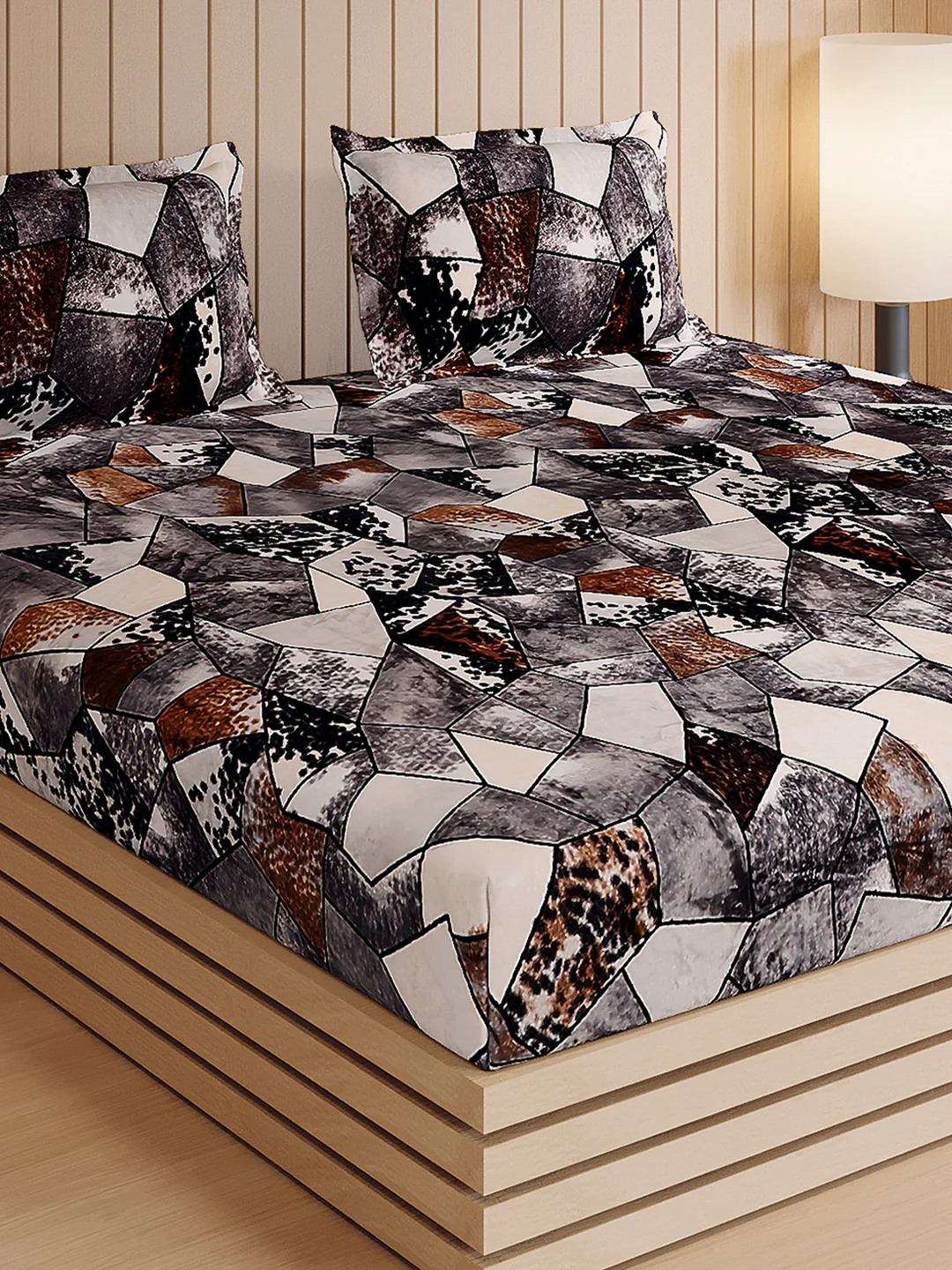 904 GSM 100% Polyester Double Bed 1 Bedsheet, 1 Duvet Cover & 2 Pillow Cover (Meteor 4 Pcs Set) - Image 8