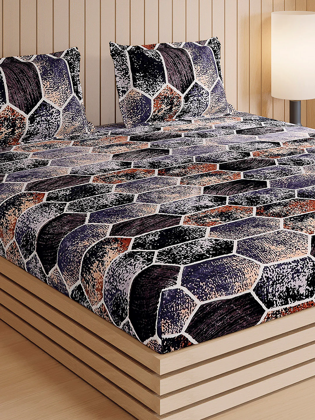 904 GSM 100% Polyester Double Bed 1 Bedsheet, 1 Duvet Cover & 2 Pillow Cover (Meteor 4 Pcs Set) - Image 8