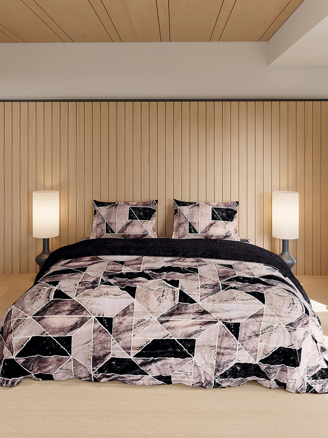 904 GSM 100% Polyester Double Bed 1 Bedsheet, 1 Duvet Cover & 2 Pillow Cover (Meteor 4 Pcs Set) - Image 2