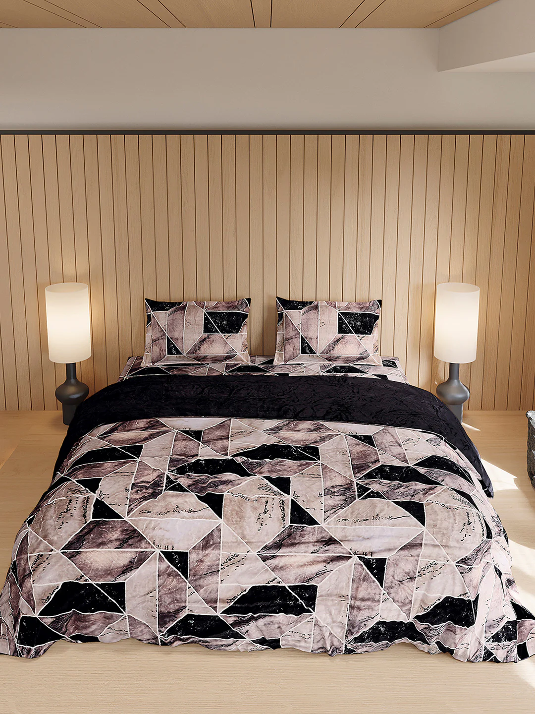 904 GSM 100% Polyester Double Bed 1 Bedsheet, 1 Duvet Cover & 2 Pillow Cover (Meteor 4 Pcs Set) - Image 3
