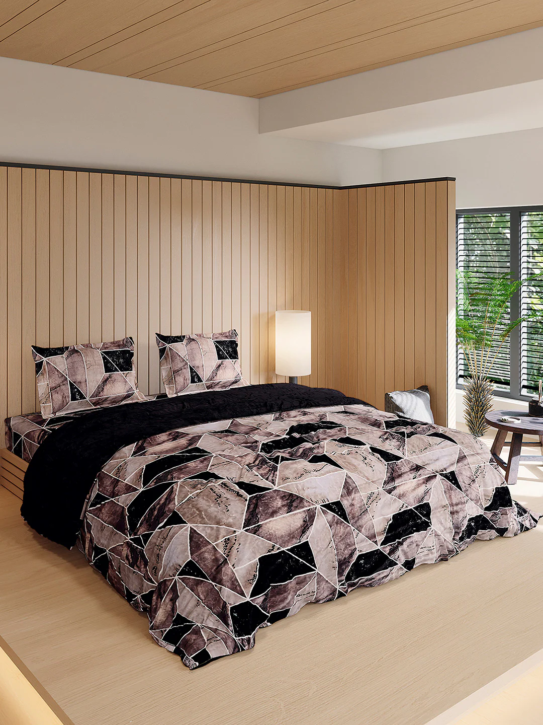 904 GSM 100% Polyester Double Bed 1 Bedsheet, 1 Duvet Cover & 2 Pillow Cover (Meteor 4 Pcs Set) - Image 4