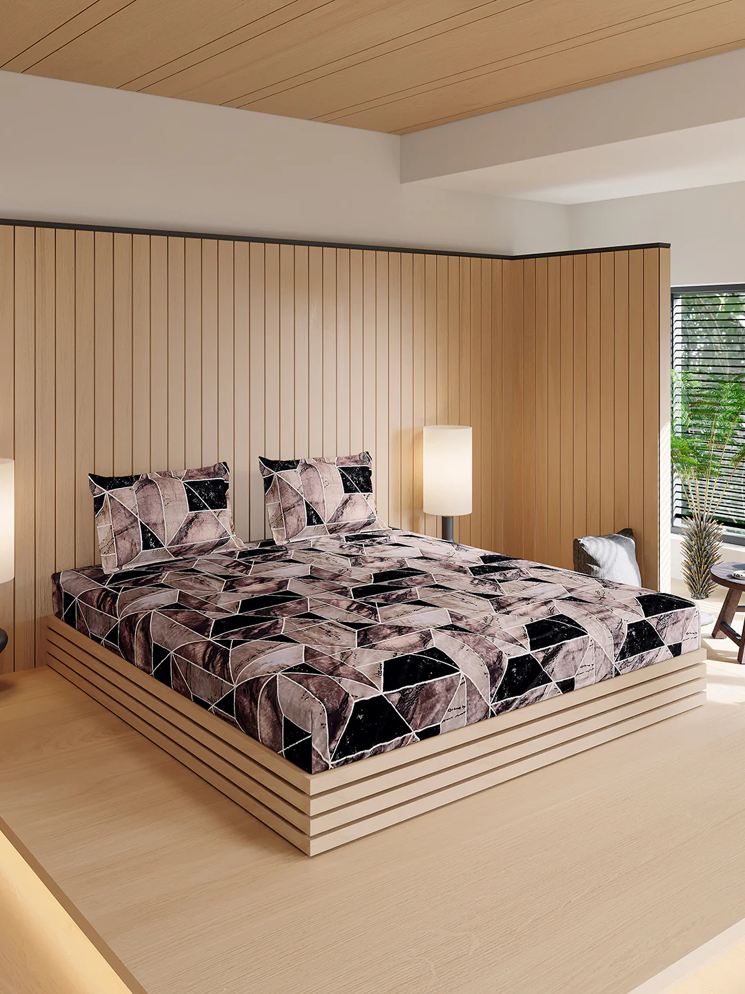 904 GSM 100% Polyester Double Bed 1 Bedsheet, 1 Duvet Cover & 2 Pillow Cover (Meteor 4 Pcs Set) - Image 7