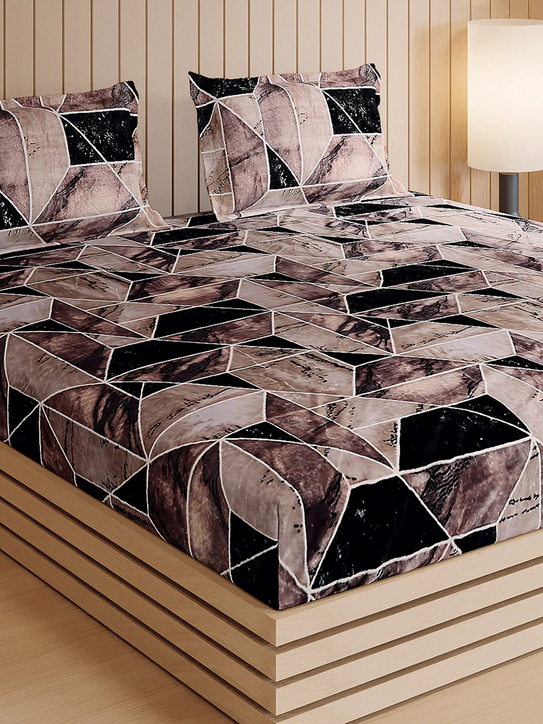 904 GSM 100% Polyester Double Bed 1 Bedsheet, 1 Duvet Cover & 2 Pillow Cover (Meteor 4 Pcs Set) - Image 8