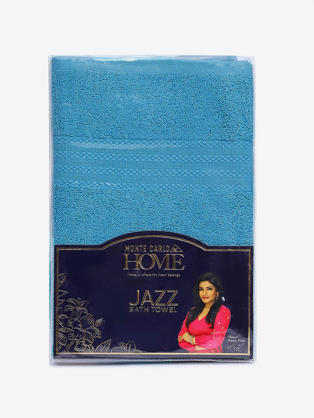 Aqua Blue Cotton Solid 400 GSM Bath Towel (Jazz) - Image 5