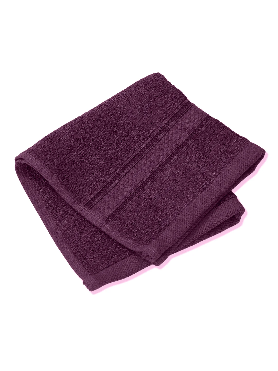 Argyle Purple Pure Cotton Solid 400 GSM Face Towel 4 Pc Set (Jasper Collection) - Image 3