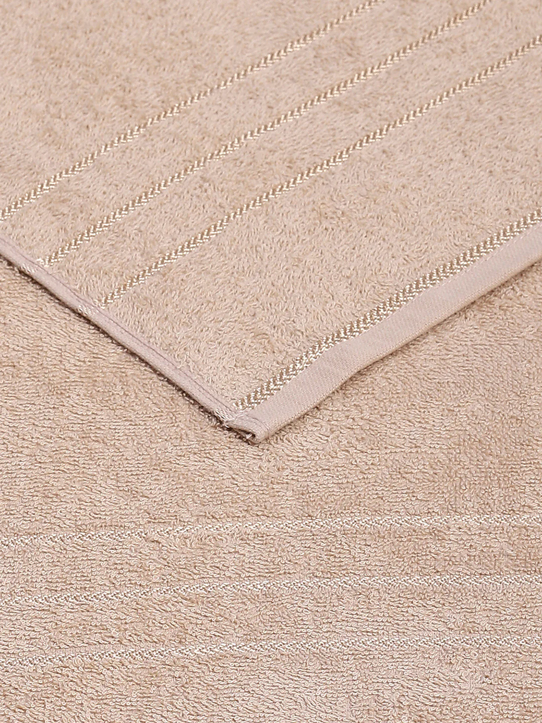 Beige Cotton Solid 350 GSM Bath Towel (Soho) - Image 4