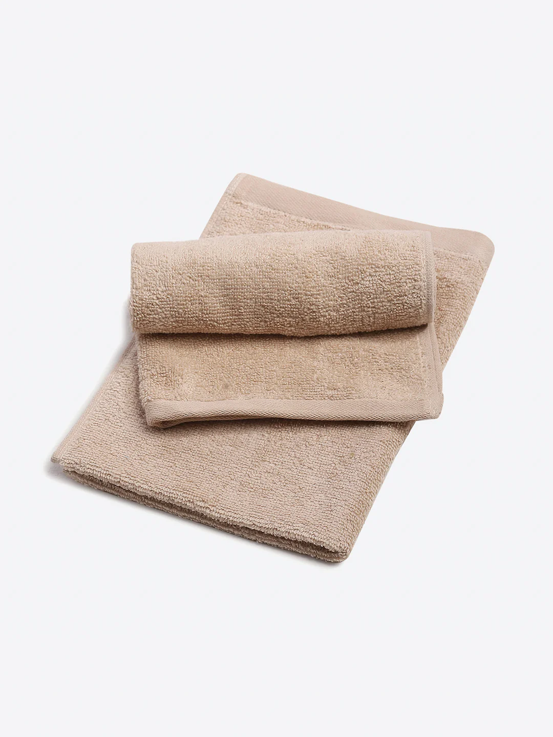 Beige Cotton Solid 350 GSM Hand Towel (Pack of 2) - Image 2