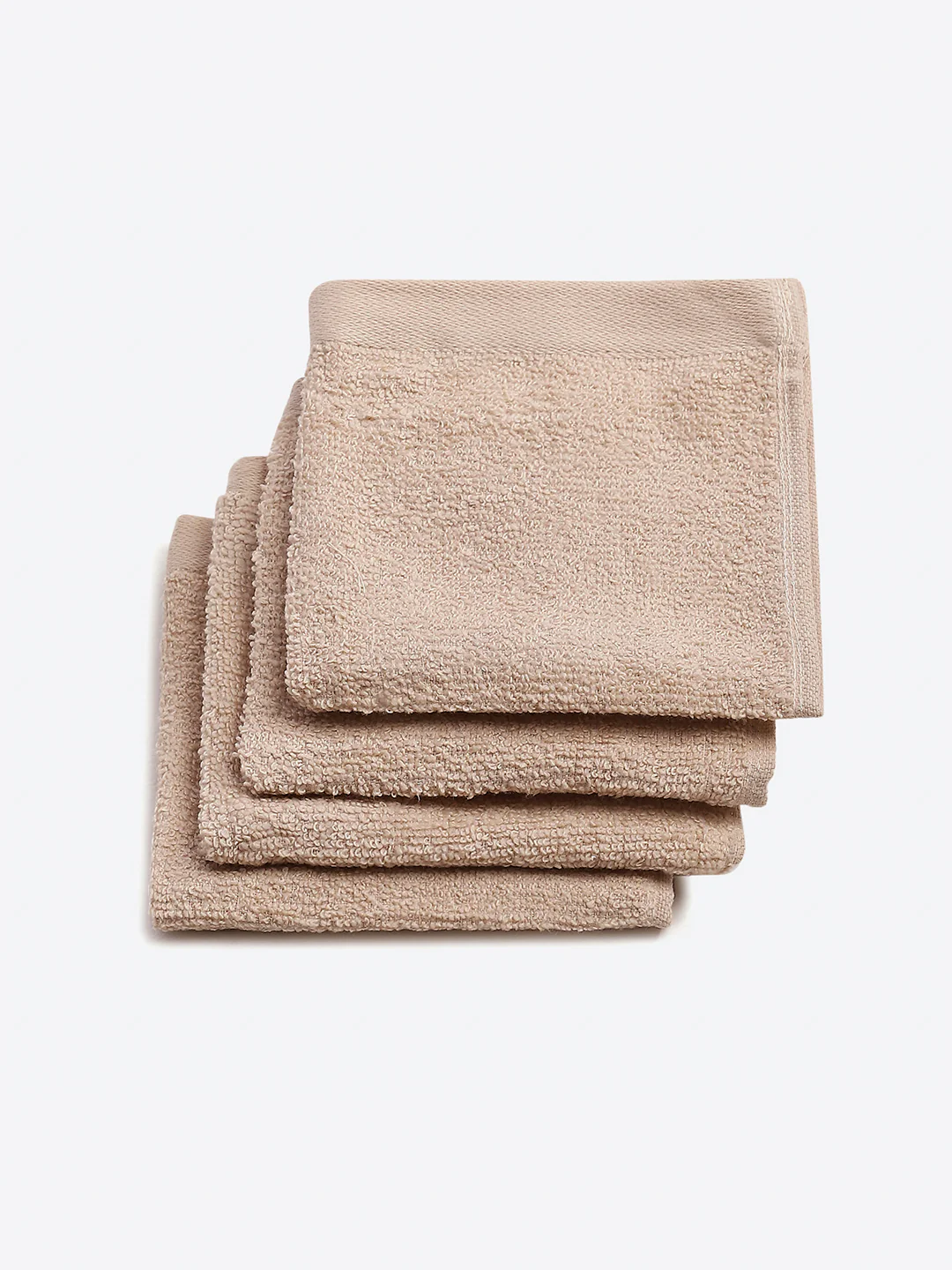Beige Cotton Solid 600 GSM Face Towel (Pack of 4) - Image 2