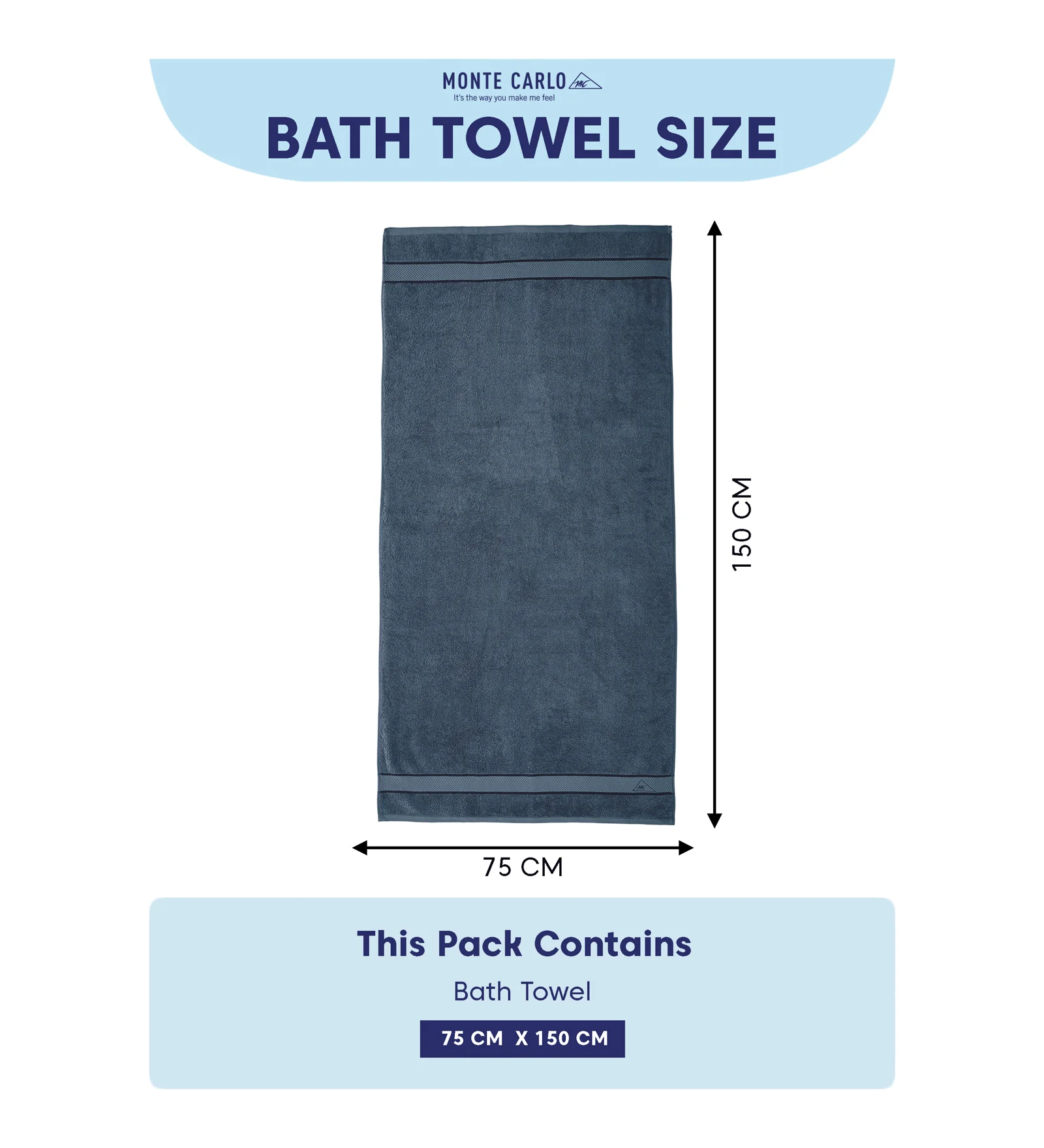 Blue Pure Cotton Solid 450 GSM Bath Towel 1 Piece (Oasis Collection) - Image 8