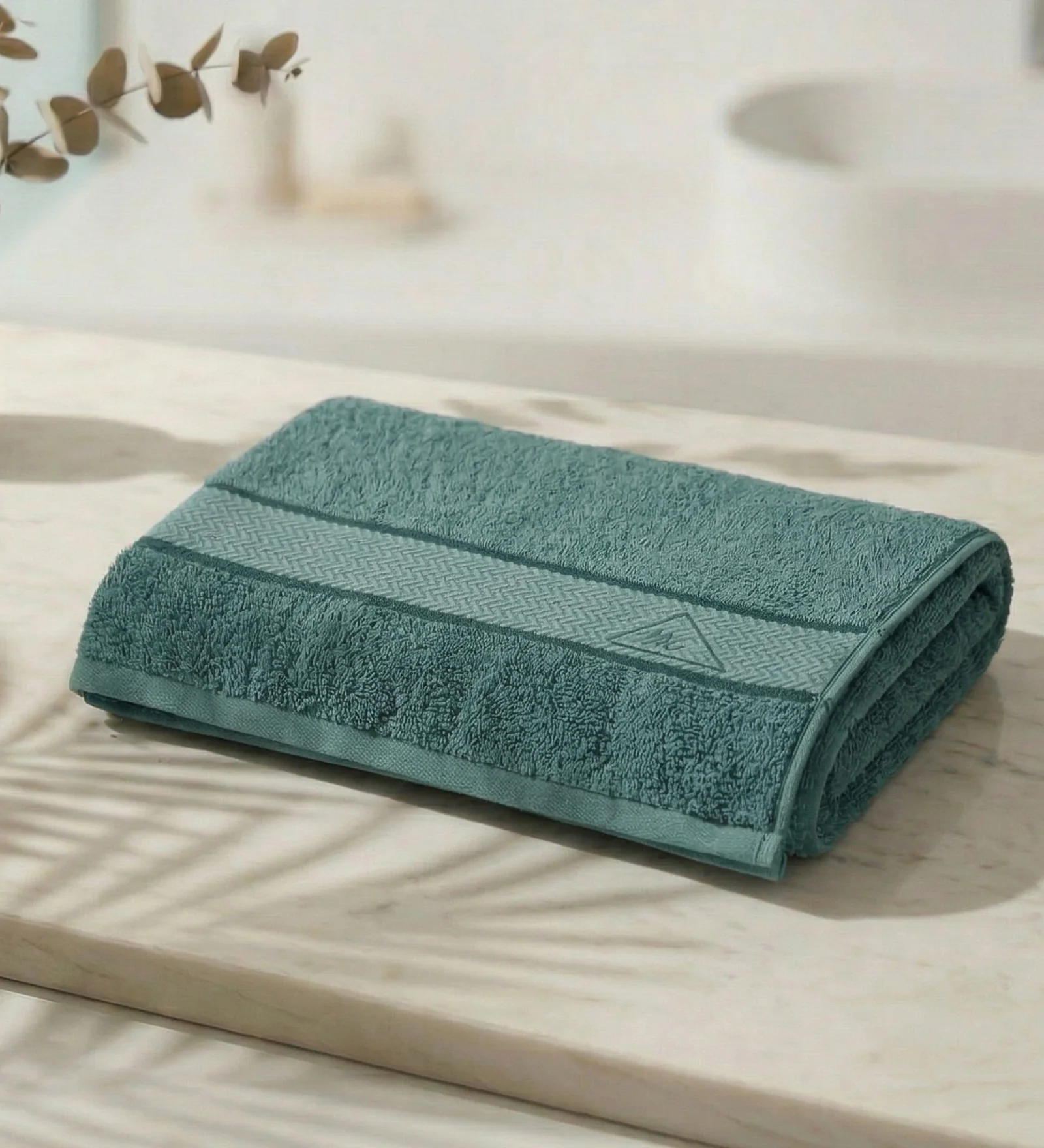 Blue Pure Cotton Solid 450 GSM Bath Towel 1 Piece (Oasis Collection) - Image 2