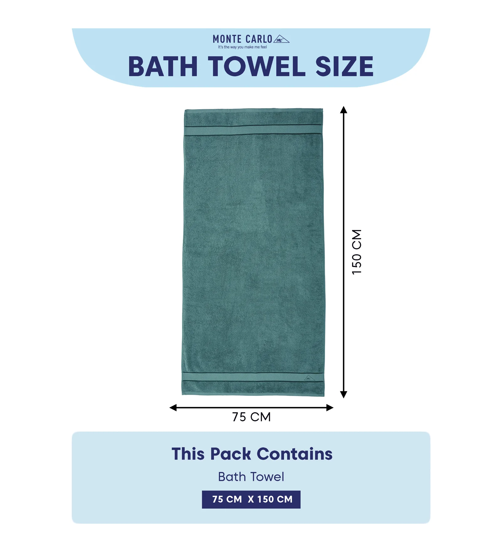 Blue Pure Cotton Solid 450 GSM Bath Towel 1 Piece (Oasis Collection) - Image 8