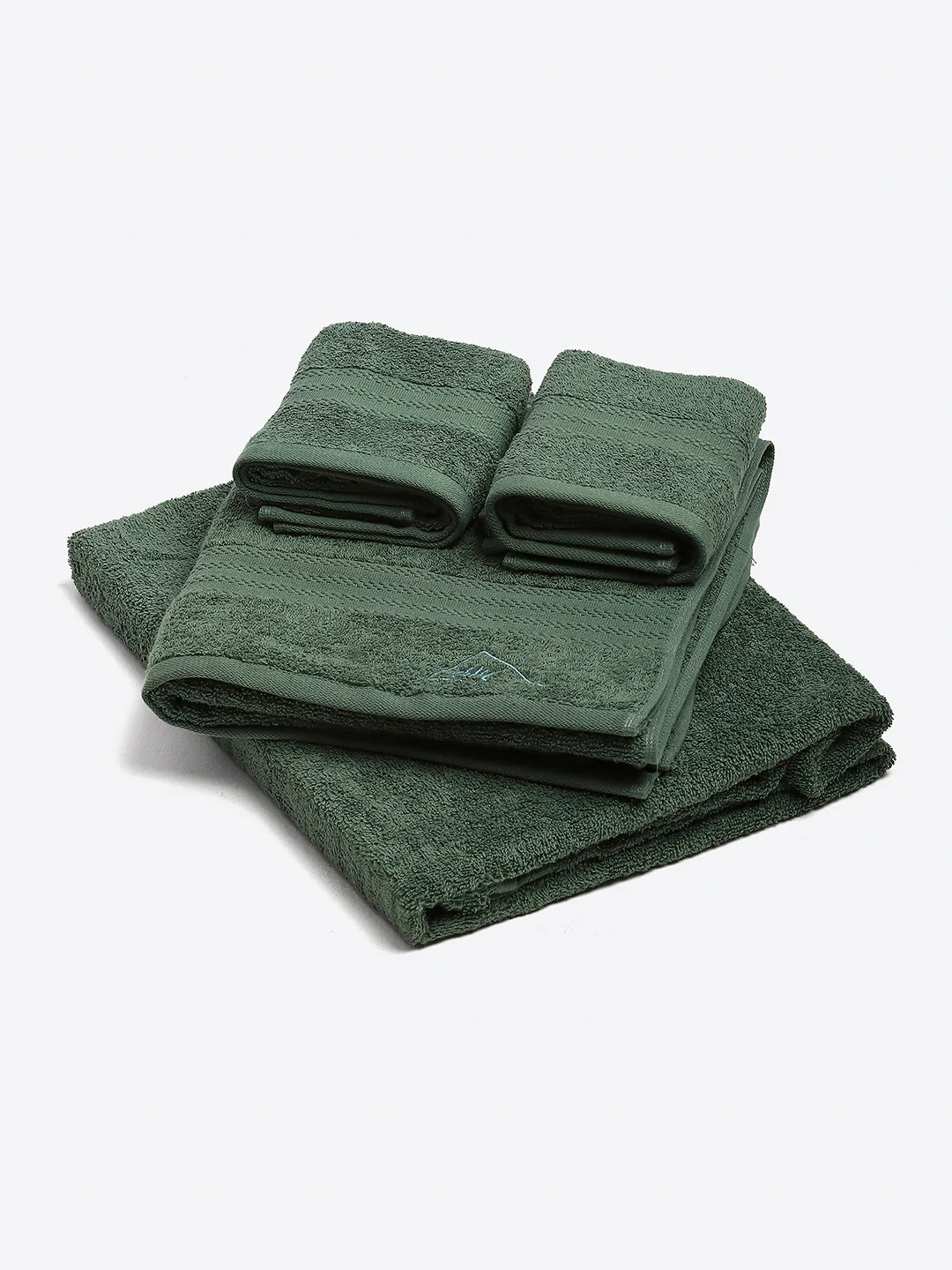 Bottle Green Cotton Solid 380 GSM 2 Bath Towel & 2 Hand Towel - Image 2