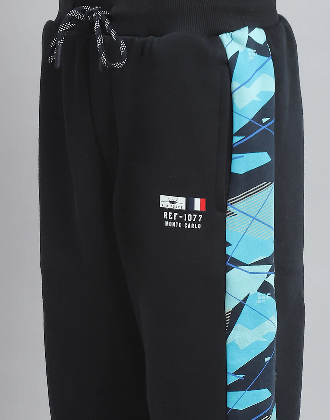 Boys Aqua Blue Printed Round Neck Full Sleeve Tracksuit - Image 7
