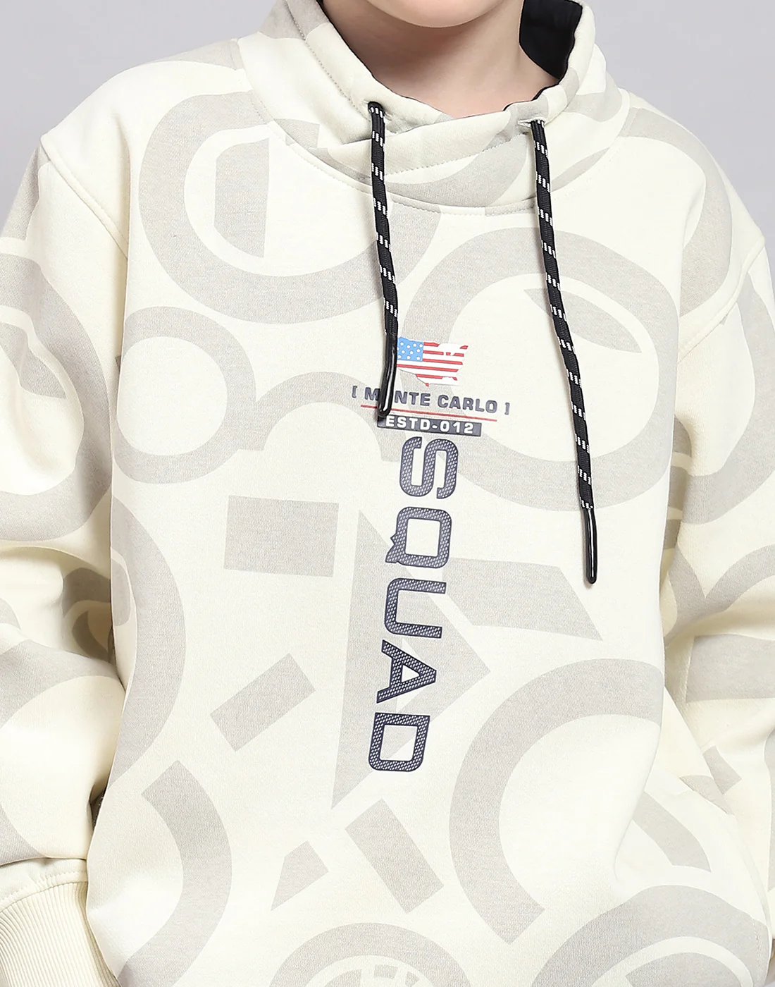 Boys Beige Printed F Neck Full Sleeve Sweatshirt - Image 6