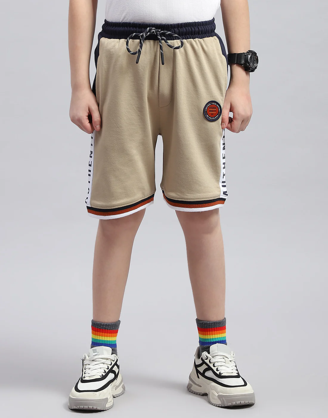 Boys Beige Printed Regular Fit Bermuda - Image 2