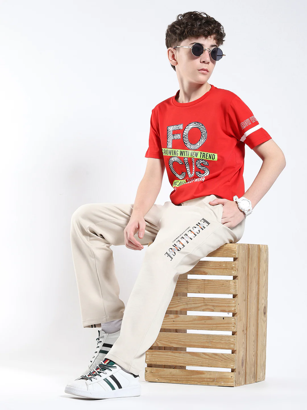 Boys Beige Printed Regular Fit Lower - Image 6