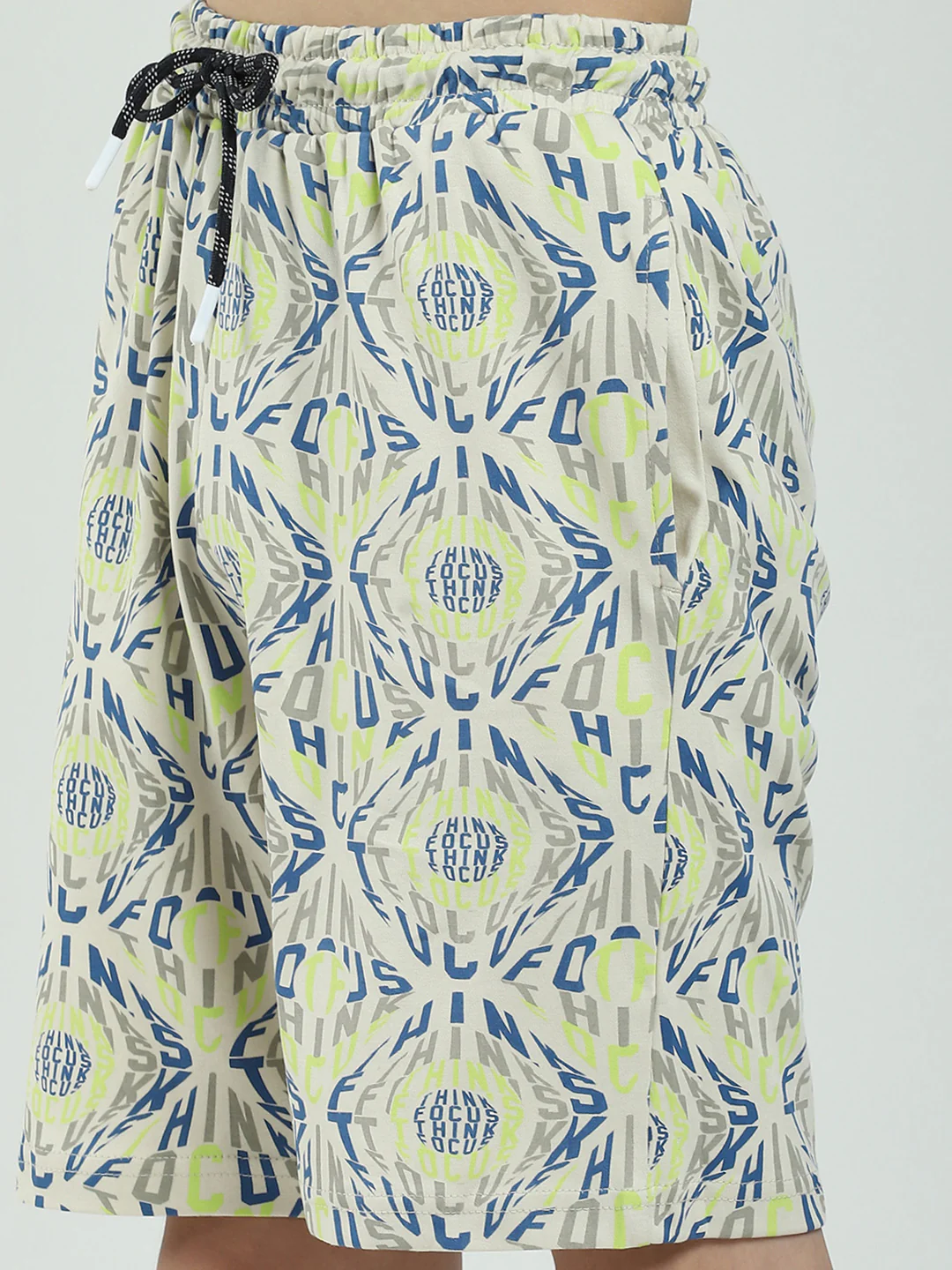 Boys Beige Printed Round Neck Half Sleeve Bermuda Set - Image 8