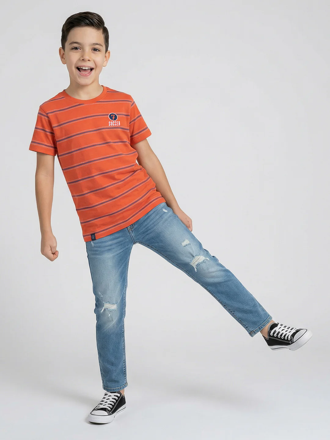 Boys Black, Cream & Orange Printed Round Neck Half Sleeve T-Shirt (Pack of 3) - Image 10