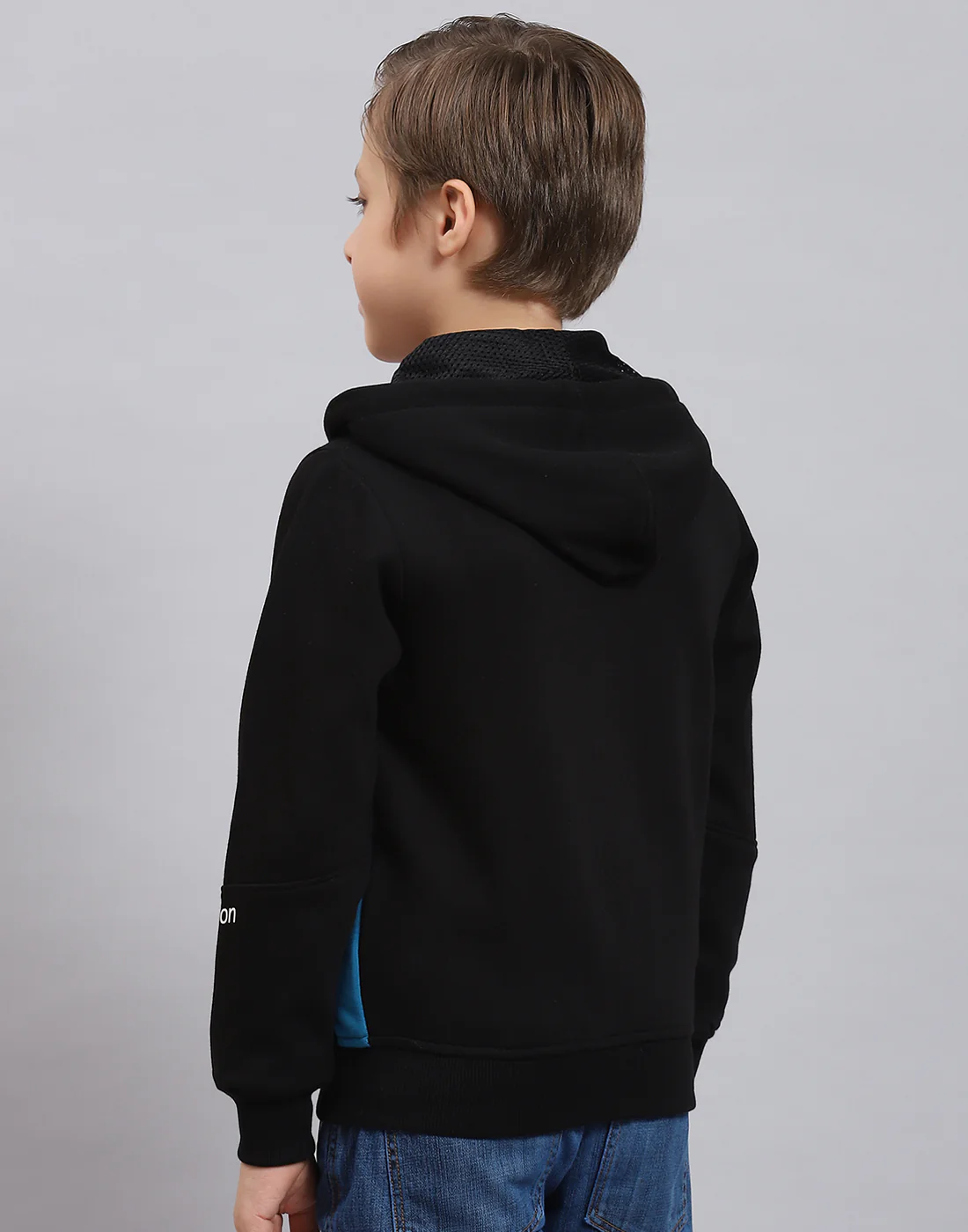 Boys Black Printed Hooded Full Sleeve Sweatshirt - Image 6
