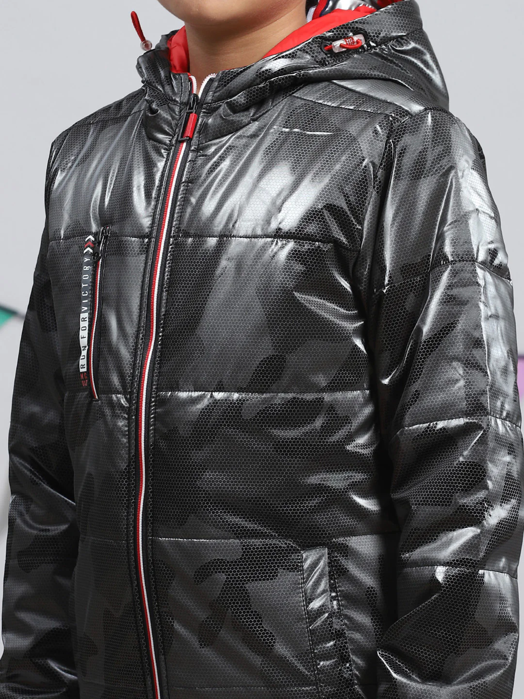 Boys Black Printed Jacket - Image 6