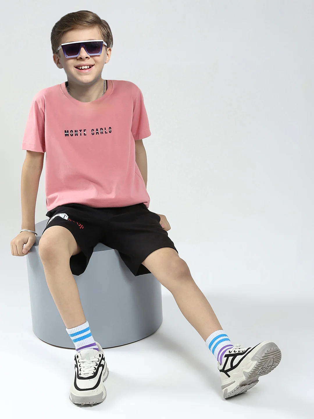 Boys Black Printed Regular Fit Bermuda - Image 2