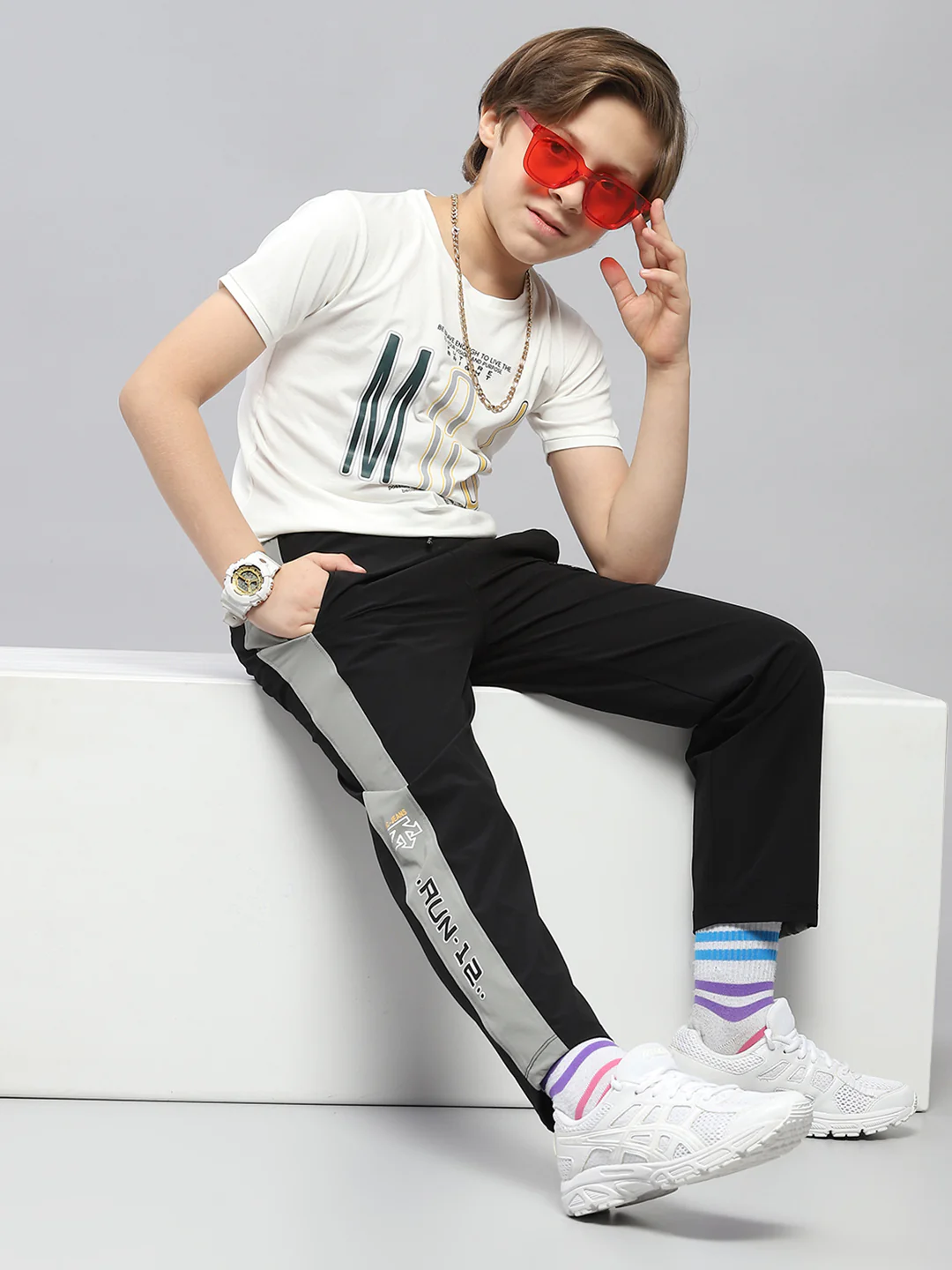 Boys Black Printed Regular Fit Lower - Image 2