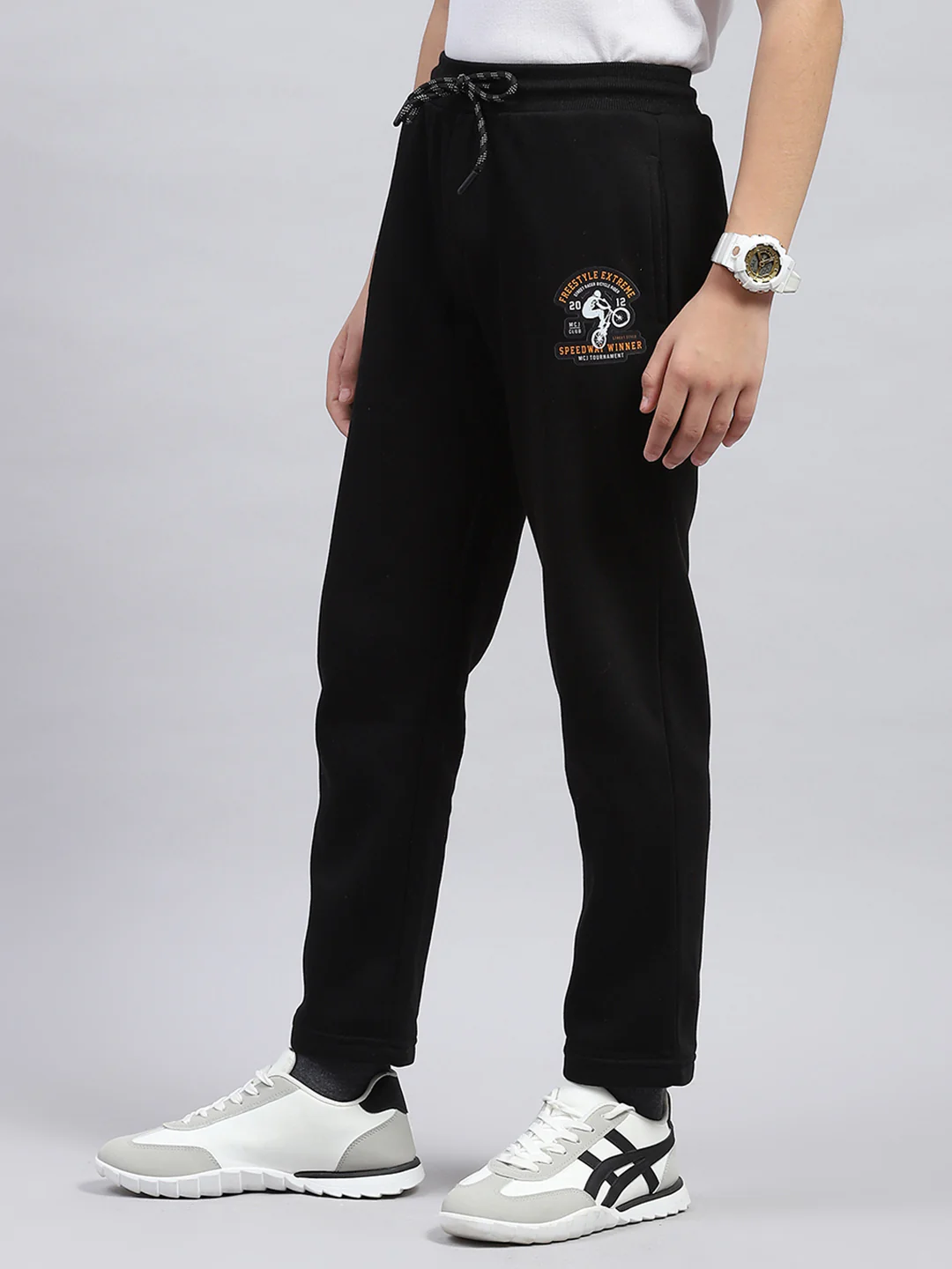 Boys Black Printed Regular Fit Lower - Image 3