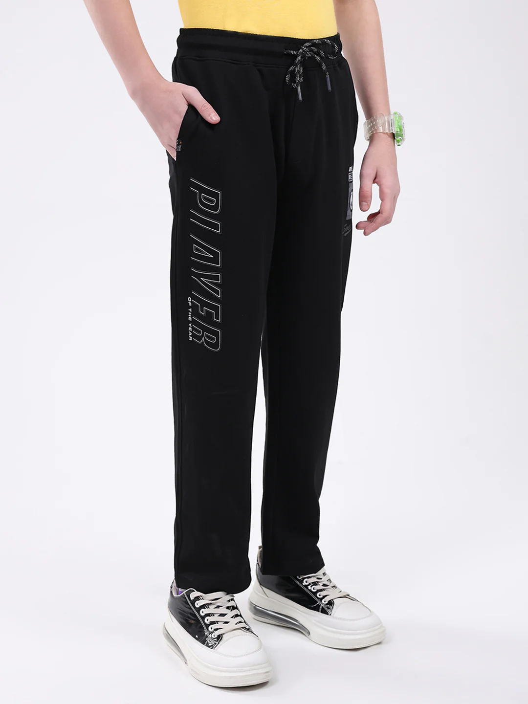 Boys Black Printed Regular Fit Lower - Image 4