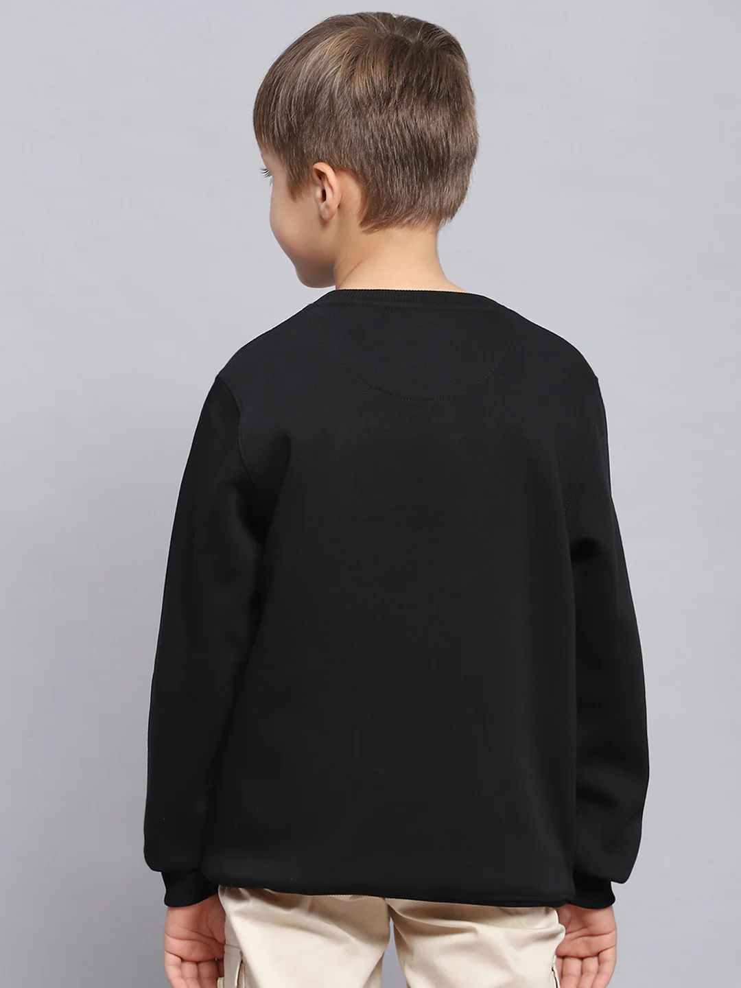 Boys Black Printed Round Neck Full Sleeve Sweatshirt - Image 5