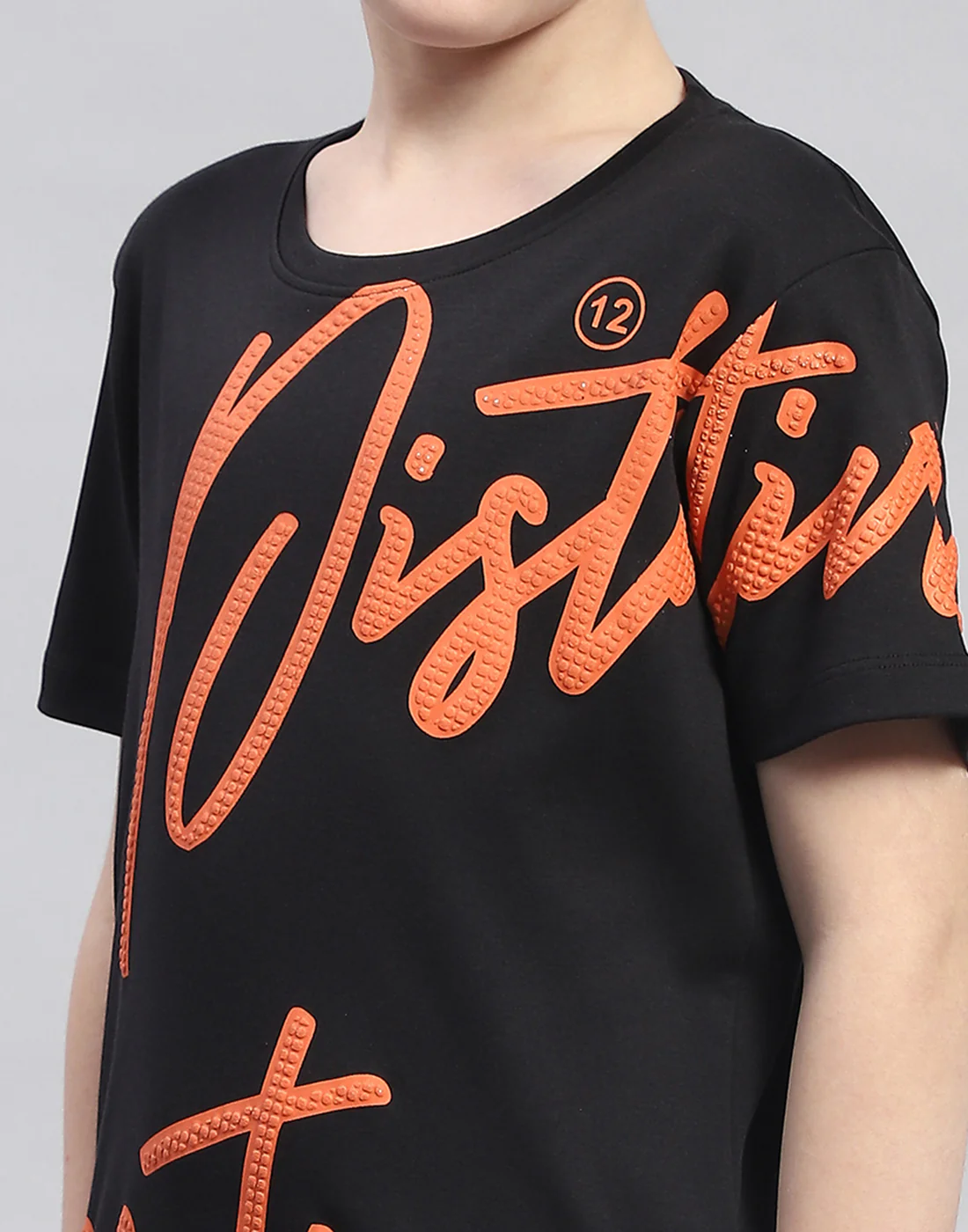 Boys Black Printed Round Neck Half Sleeve T-Shirt - Image 6
