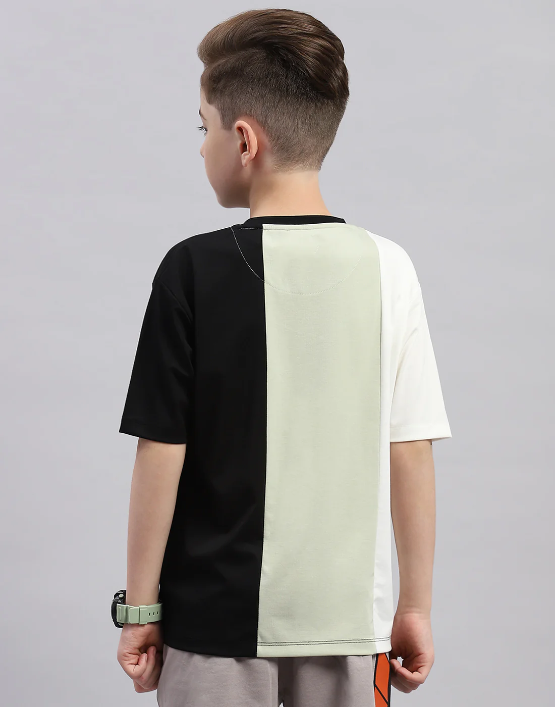 Boys Black Printed Round Neck Half Sleeve T-Shirt - Image 5