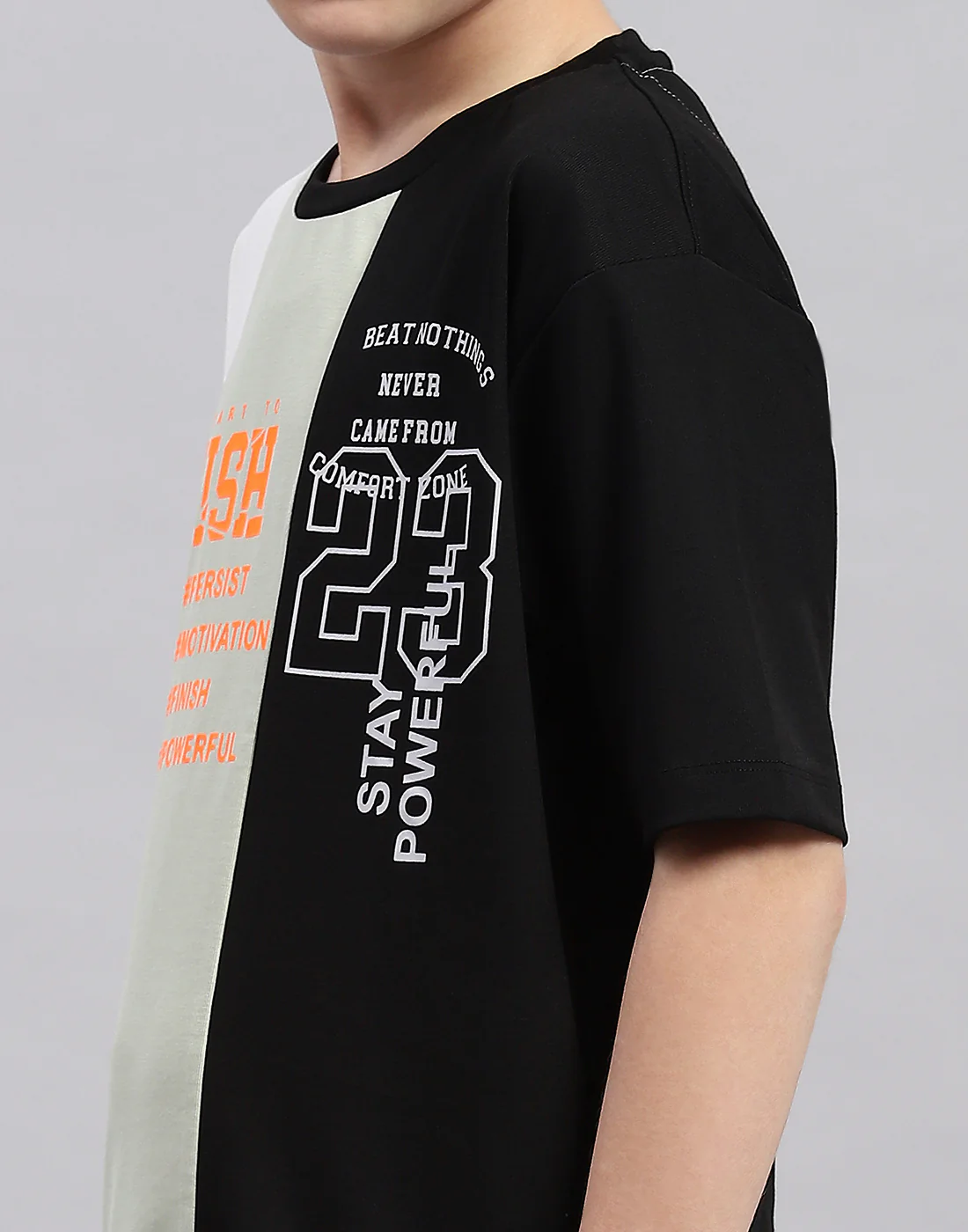 Boys Black Printed Round Neck Half Sleeve T-Shirt - Image 6